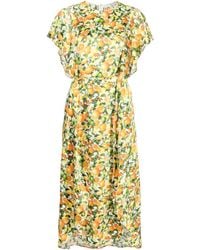Stella McCartney - Fruit-Print Short-Sleeve Silk Dress - Lyst