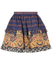 Valentino Garavani - Mini Medaglioni Voyage Imaginaire Linen Skirt - Lyst