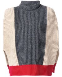 Marni Poncho Con Collo Alto A Coste - Multicolore