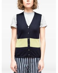 LA ROSE - Sleeveless V-Neck Cardigan - Lyst