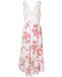 LoveShackFancy - Floral-print Cotton Midi-dress - Lyst