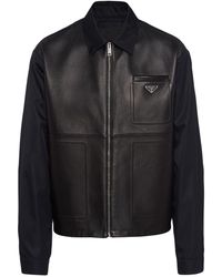 Prada - Re-nylon Leather Jacket - Lyst