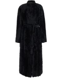 Nour Hammour - Belted Shearling Robe Coat - Lyst