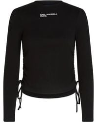 KARL LAGERFELD - Geribbelde Top Met Ruches - Lyst