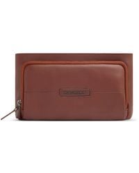 Piquadro - Pochette En Cuir À Plaque Logo - Lyst