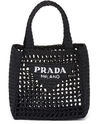 Prada - Small Triangle-logo Rafia Tote Bag - Lyst