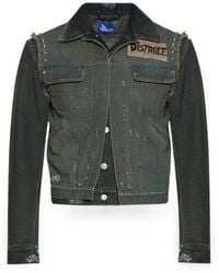 Marking Distance - Stud-Embellished Layered Denim Jacket - Lyst