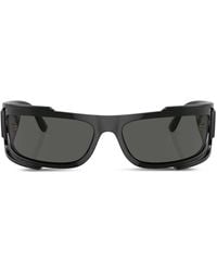Versace - Lunettes De Soleil Rectangulaires À Plaque Logo - Lyst