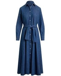Polo Ralph Lauren - Belted Button-Down Midi Dress - Lyst
