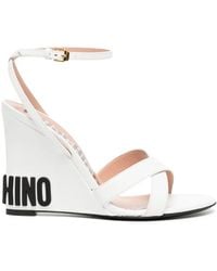 Moschino - Logo 90Mm Wedge-Heel Sandals - Lyst