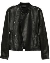 TEAM WANG design - Logo Patched Leather Jacket - Lyst