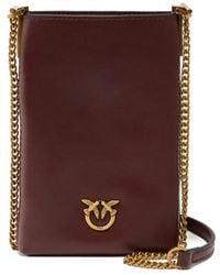 Pinko - Leather Smartphone Case With Shoulder Strap - Lyst
