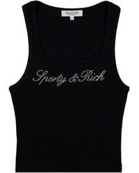 Sporty & Rich - Krystal Logo-Embellished Tank Top - Lyst