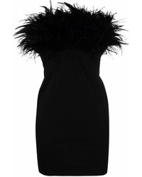 Loulou Feather-trim Fitted Mini Dress - Black