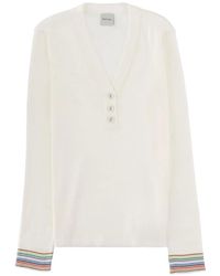Paul Smith - Top con botones y cuello en V - Lyst