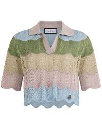 Philipp Plein - Colour Wave Knitted Cropped Polo Shirt - Lyst