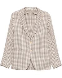 Tagliatore - Gingham-Pattern Single-Breasted Blazer - Lyst