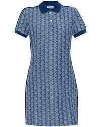 Lacoste - Monogram-Jacquard Polo Dress - Lyst