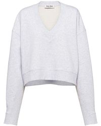 Miu Miu - Fleece-Sweatshirt mit Logo-Print - Lyst