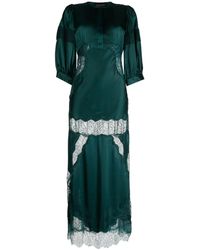 Cynthia Rowley - Lace-panelled Silk Maxi Dress - Lyst