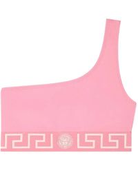 Versace - Greca Border One-Shoulder Bikini Top - Lyst