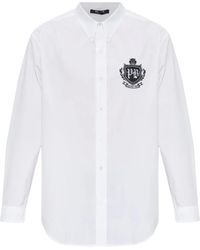 Balmain - Overhemd Met Knopen En Embleem - Lyst