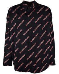 Balenciaga - Logo-Pattern Chest-Pocket Shirt - Lyst