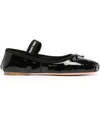 Miu Miu - Patent-Leather Ballerina Shoes - Lyst