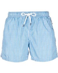 Fedeli - Madeira Striped-Print Swim Shorts - Lyst
