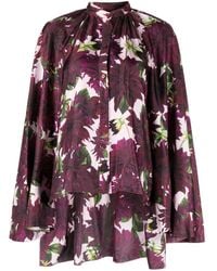 Oscar de la Renta - Dahlia Floral-print Silk Shirt - Lyst