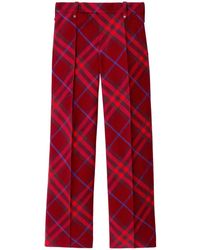 Burberry - Checked Straight-leg Mid-rise Wool Trousers - Lyst