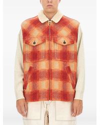 Isabel Marant - Check-Pattern Shearling-Collar Jacket - Lyst