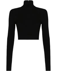 Dolce & Gabbana - Top Crop A Collo Alto - Lyst