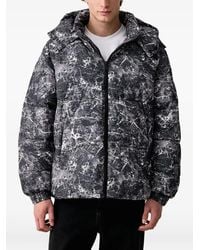 KARL LAGERFELD - Marble-Print Hooded Jacket - Lyst