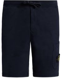 Stone Island - Compass Logo-patch Cotton Track Shorts - Lyst