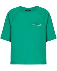 Balmain - Cropped-T-Shirt mit Signature-Stickerei - Lyst