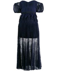 Self-Portrait Off-shoulder Jurk - Blauw