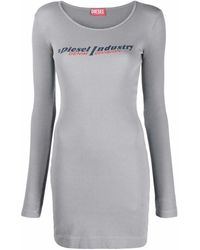 DIESEL - Logo-Print Ribbed Sweater Dress - Lyst