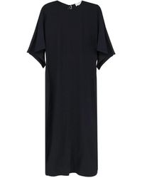 Stella McCartney - Asymmetrical-Sleeve Back-Slit Midi Dress - Lyst