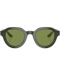 Giorgio Armani - Logo-Print Round-Frame Sunglasses - Lyst