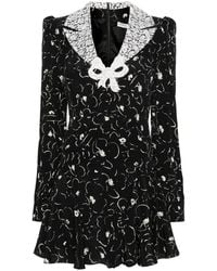 Alessandra Rich - Zijden Mini-jurk Met Bloemenprint - Lyst