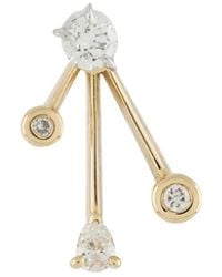 LE STER - 18Kt Crackle Ear Jacket With Diamond Studs Single Earring - Lyst