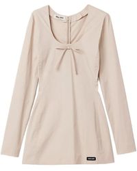 Miu Miu - Robe Courte En Popeline Stretch - Lyst