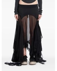 Ann Demeulemeester - Lace-Trim Ruffled Maxi Skirt - Lyst