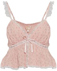 LoveShackFancy - Nicoleta Floral-Print Lace-Trimmed Top - Lyst