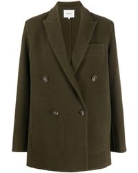 Vince Straight Double-breasted Coat - Green
