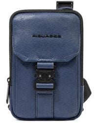 Piquadro - Buckle-Fastening Leather Messenger Bag - Lyst