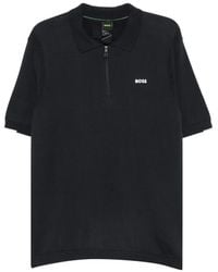 BOSS - Zip-Fastening Logo-Print Polo Shirt - Lyst