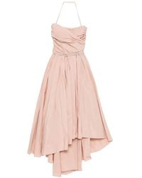 Pinko - Strapless Ruched Asymmetric Midi Dress - Lyst