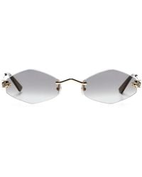 Cartier - Tiger Head-Plaque Geometric-Frame Sunglasses - Lyst
